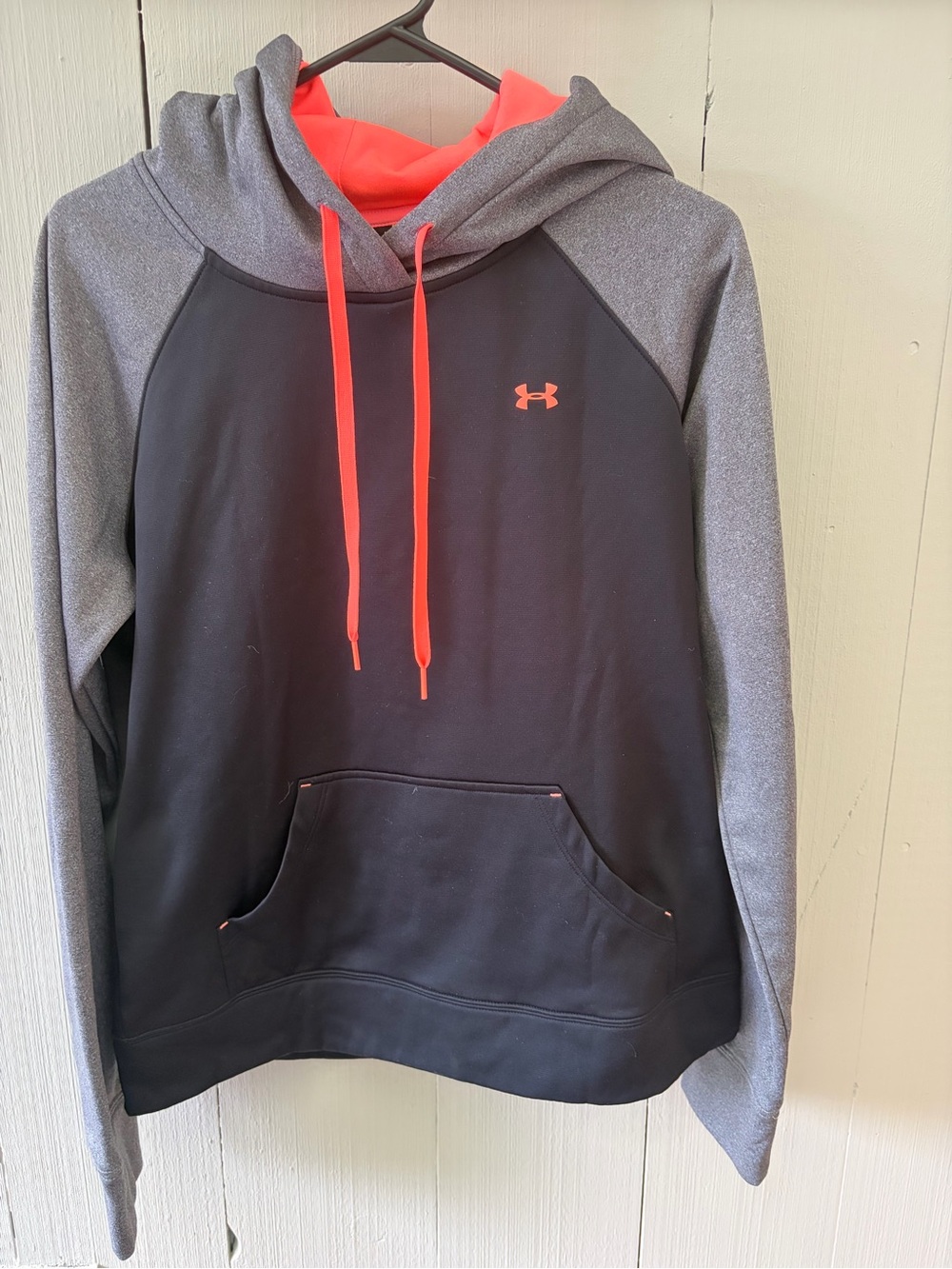 Under Armour Black & Heather Gray Hoodie with Neon Coral Accents